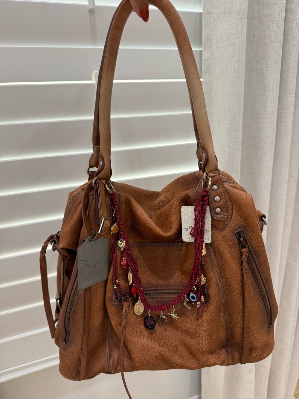Free People Cognac Brown Leather Emerson Shoulder Bag - Picture 2 of 4